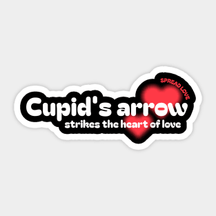 cupid's arrow strikes the heart of love Sticker
